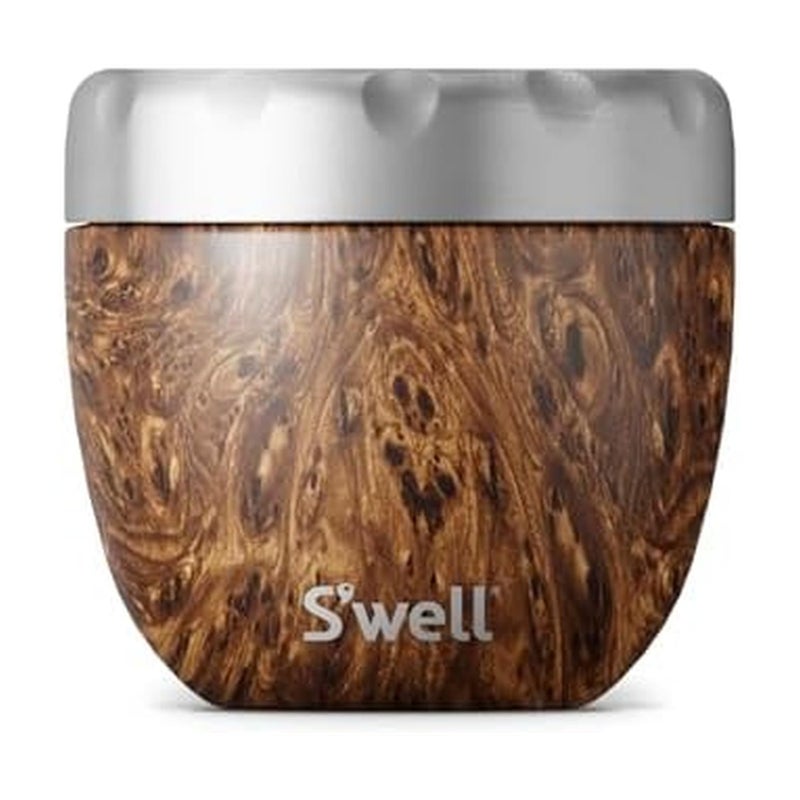 S'well س'ويل، أوعية طعام من الفولاذ المقاوم للصدأ 2 في 1، سعة 21.5 أونصة، خشب الساج - Image 1
